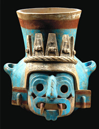 Maya Blueにより着彩されたトラロック神の土製壺