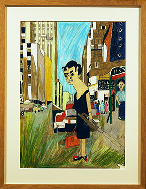 吉田裕志 「トランペッター」 クレヨン、絵の具、紙/544×394mm 2015
