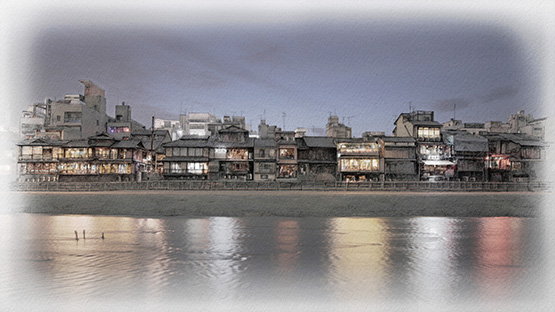 鉛筆画に時間の移ろいが加わった風景