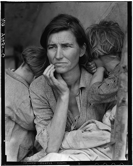 Destitute pea pickers in California. Mother of seven children. Age thirty-two. Nipomo, California. California Nipomo San Luis Obispo County United States
