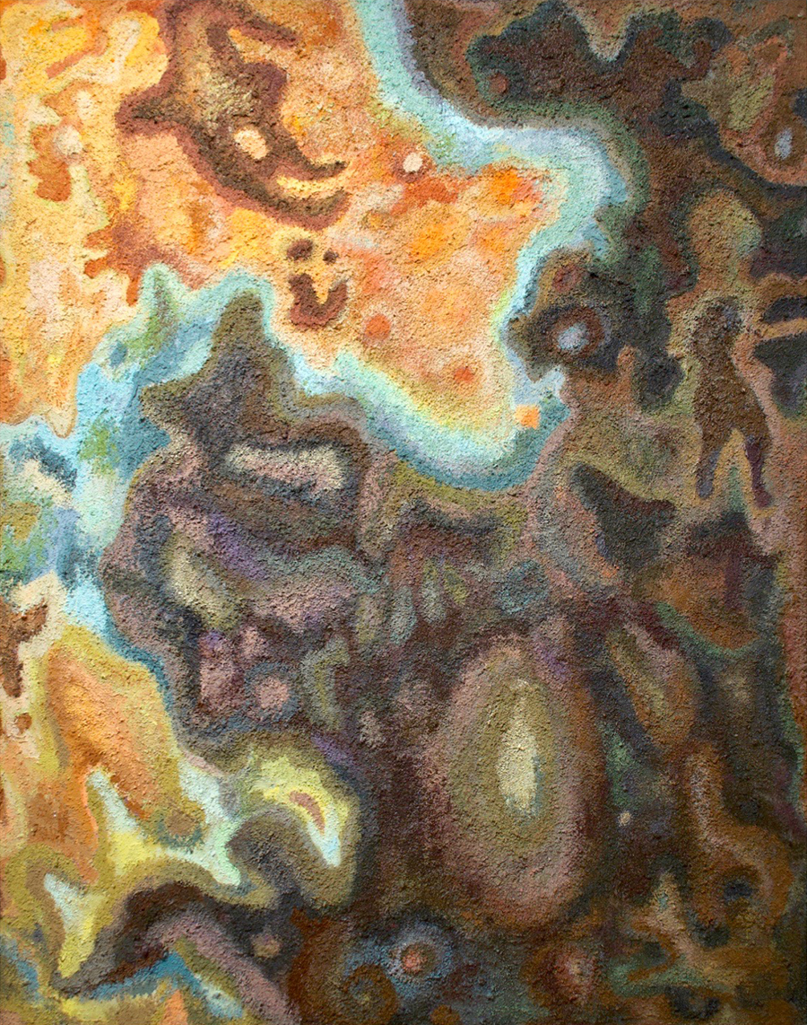 「土器焼成具合の拡大より」 絵画(キャンバスにアクリル、メディウム/1167×910mm)